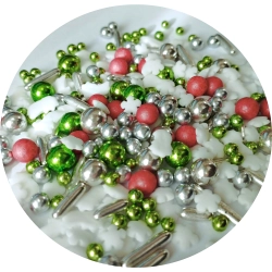 Posypka cukrowa na tort płatki śniegu komety perełki mix święta Boże Narodzenie 40g